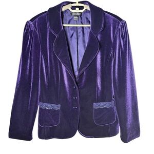 Jared Ross Velvet Blazer Women’s 14 Deep Purple 90s Glam American Vintage